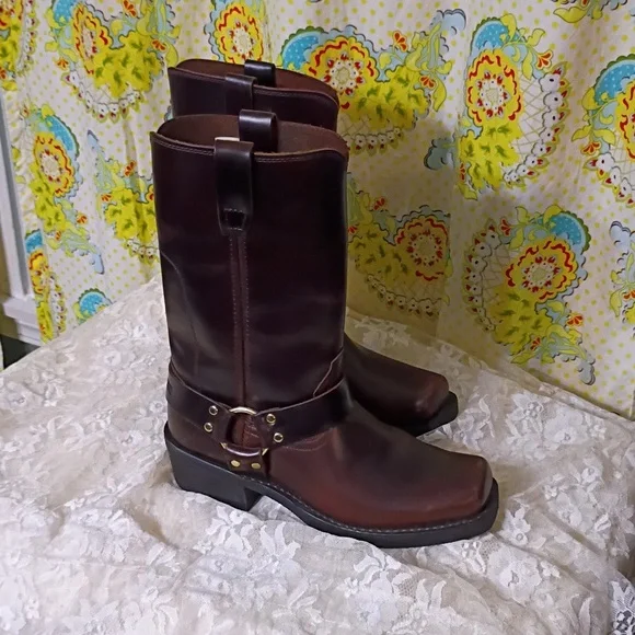Vintage Durango Engineer Harness Brown Leather Boots with Buckle Men 8.5 W 10